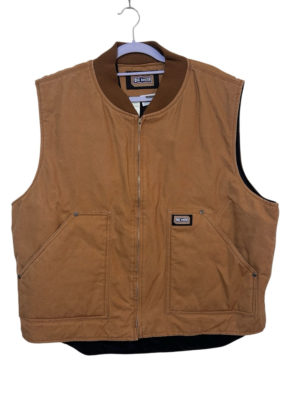 Big Smith Tan Canvas Quilted Workwear Vest 2XL Regular